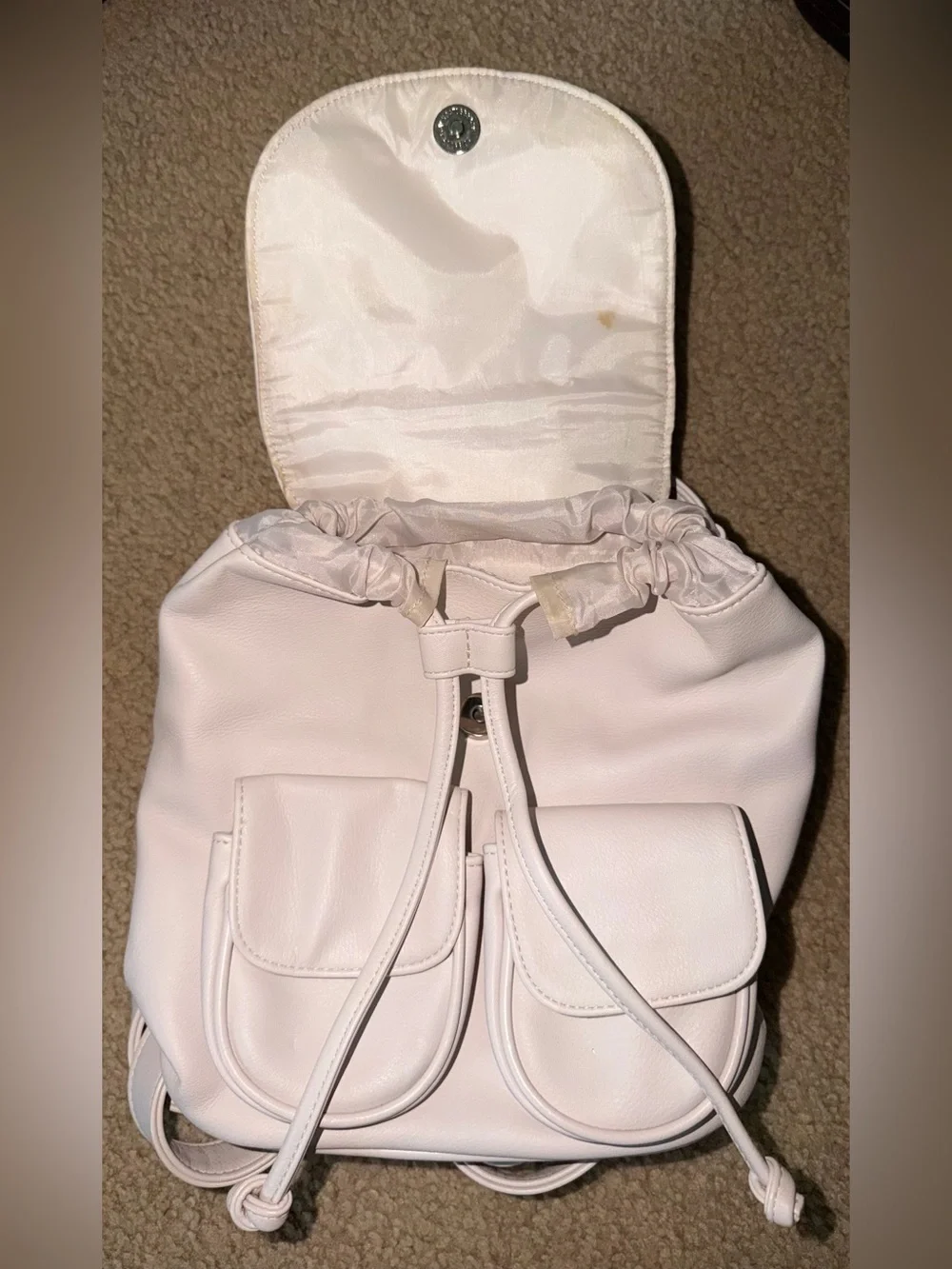 Women's Soft Pink Drawstring Backpack